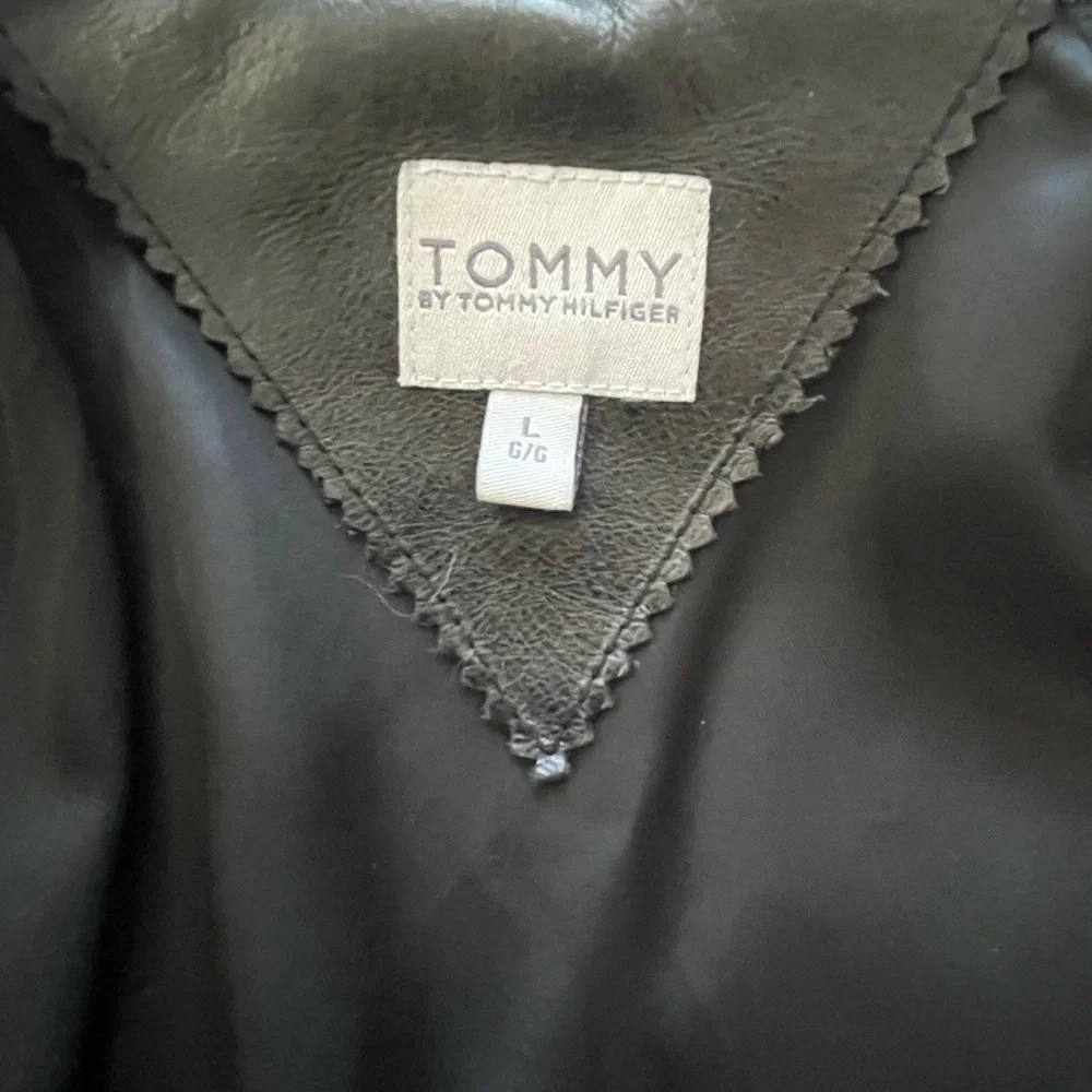 Tommy Hilfiger Men’s Black Leather Moto Jacket L | Genuine Leather Quilted Biker - Picture 9 of 10